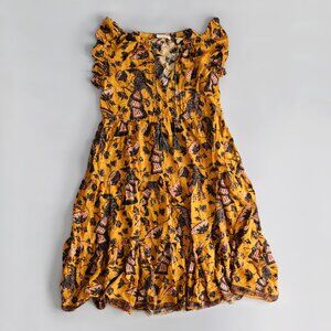 ULLA JOHNSON ARINELLA PAISLEY RUFFLE COVER UP MAXI DRESS